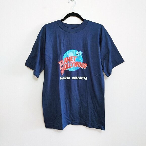 Planet Hollywood Puerto Vallarta Tee Shirt Men's Size Medium  Blue Vintage - Picture 1 of 4